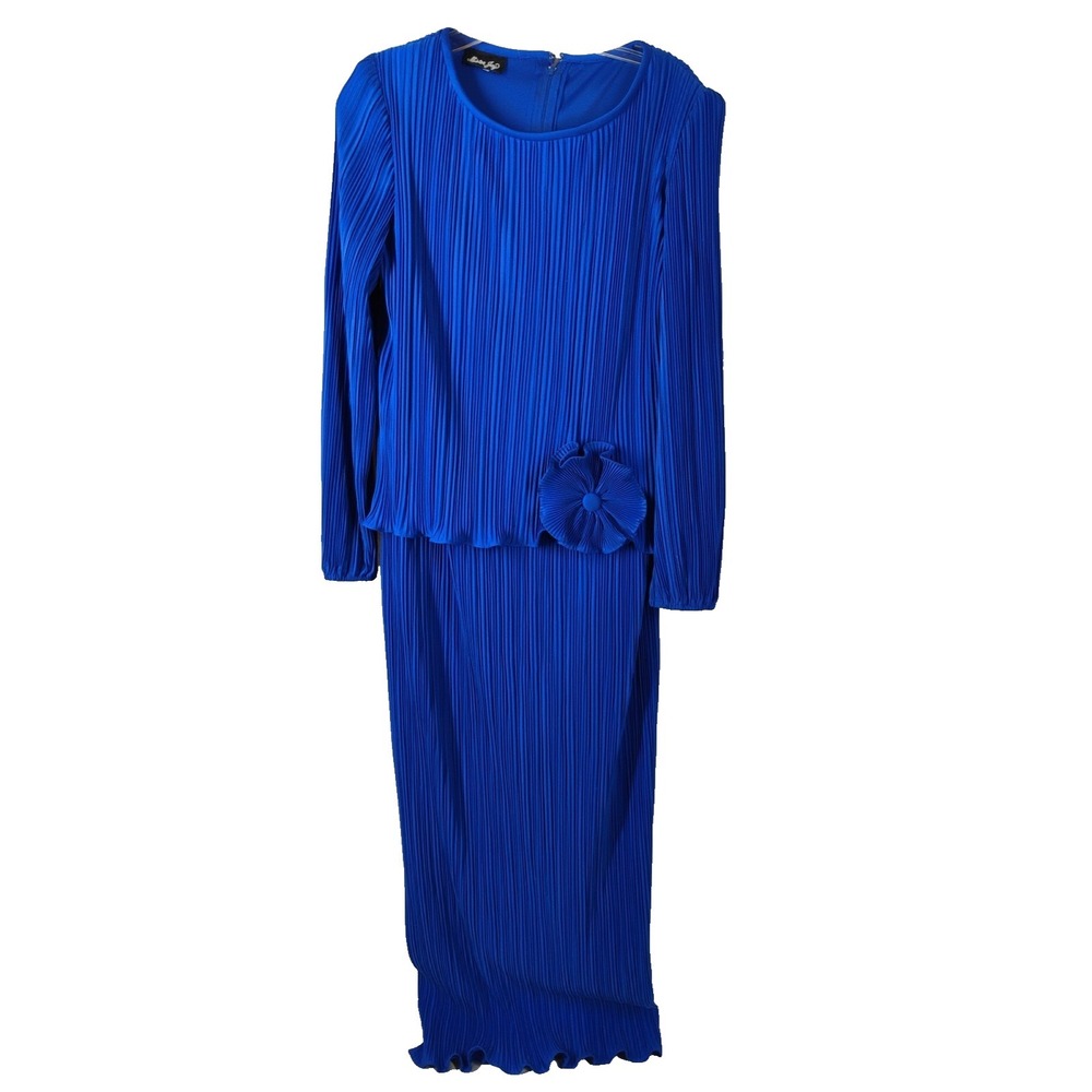 Vintage 80s Mister Jay Women's MEDIUM Blue Dress Long